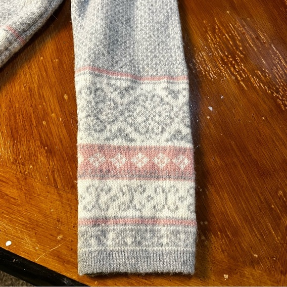 Carroll Reed Fair Isle Celtic Pink and Gray Wool Sweater Jacket Size XL Winter - Picture 5 of 14